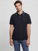 GUESS Eco Navy Lyle Short Sleeve Polo T-Shirt front view