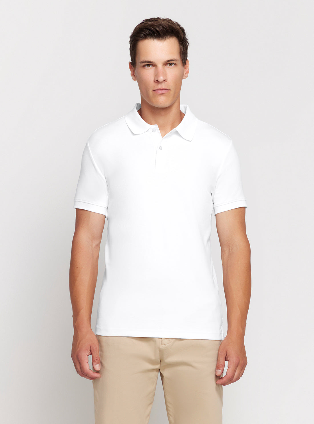 GUESS White Nolan Polo T-Shirt front view