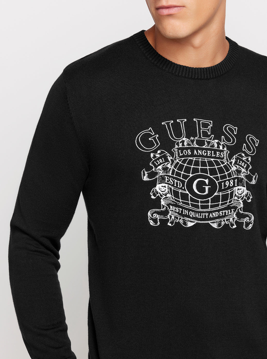 GUESS Eco Black Britton Logo Jumper detail view