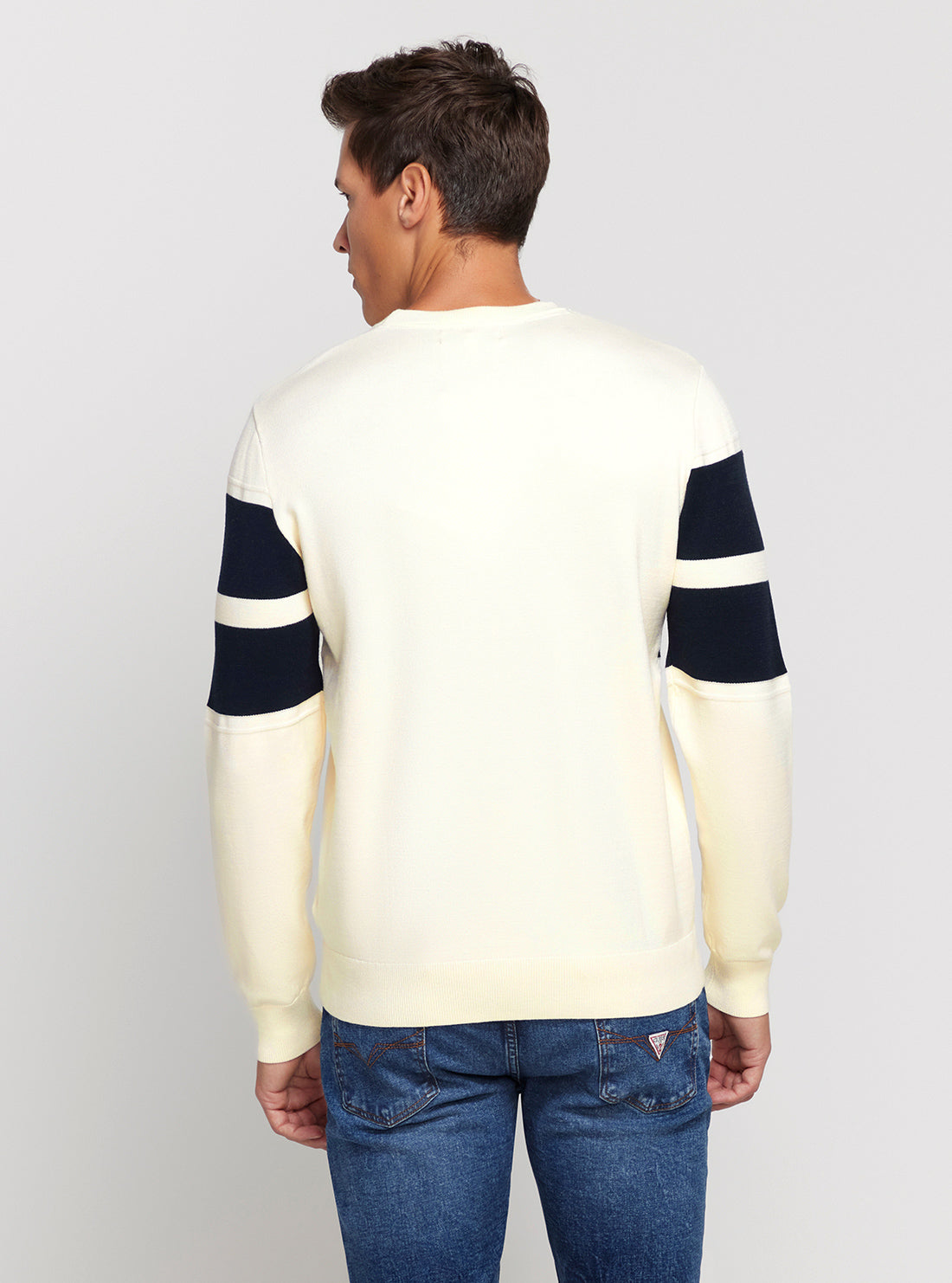 GUESS White Bruno Long Sleeve Jumper back view