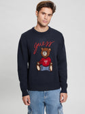 GUESS Navy Bear Long Sleeve Sweater front view