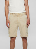 Beige Soft Twill Cargo Shorts