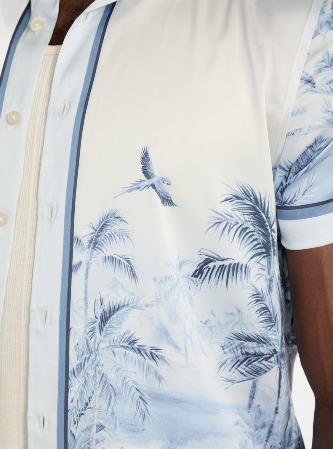 GUESS Mens Blue Charm Big Cat Graphic Shirt M4YH39WF1T2 Detail View