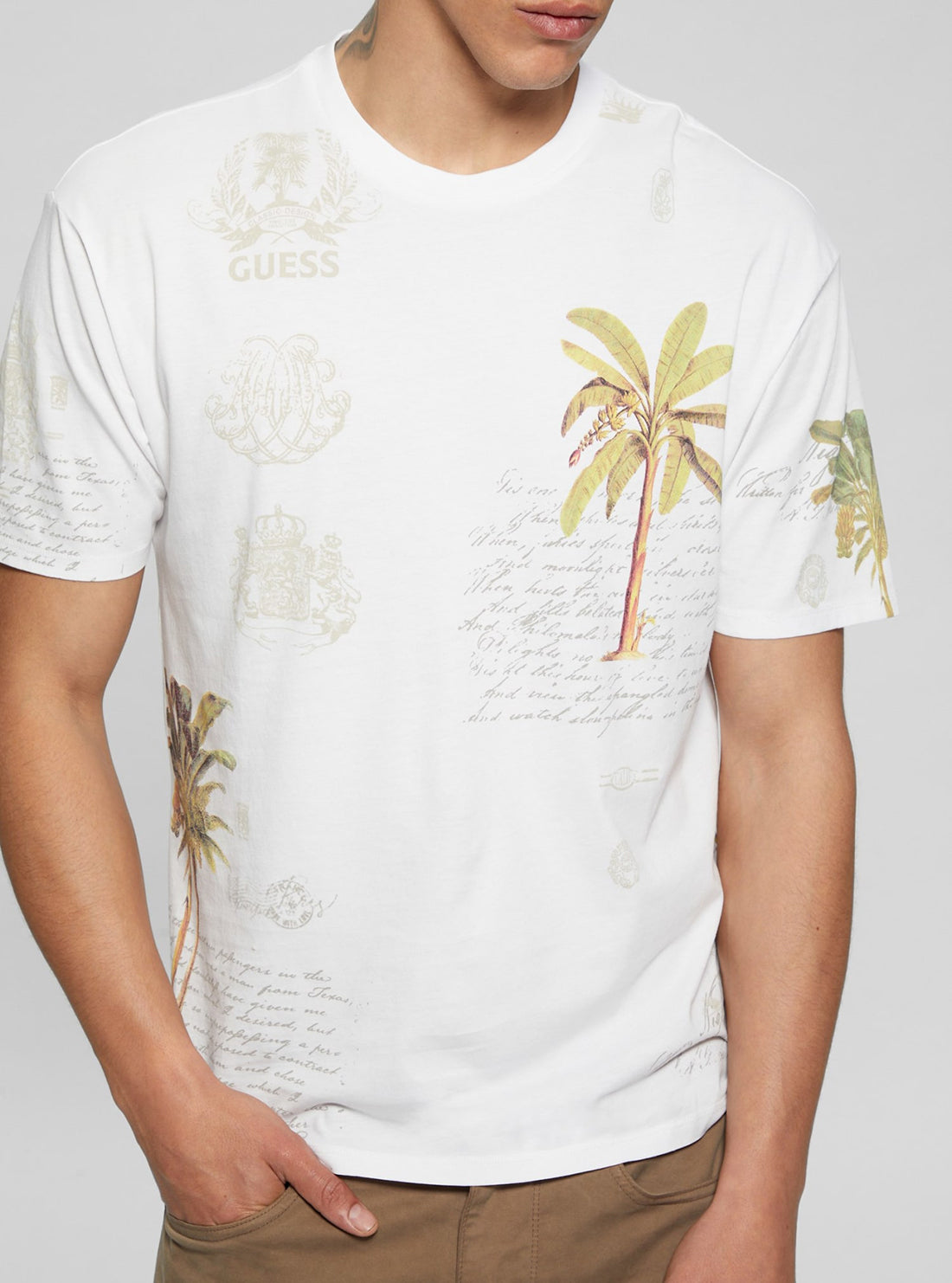 Eco White Palm Collage T-Shirt