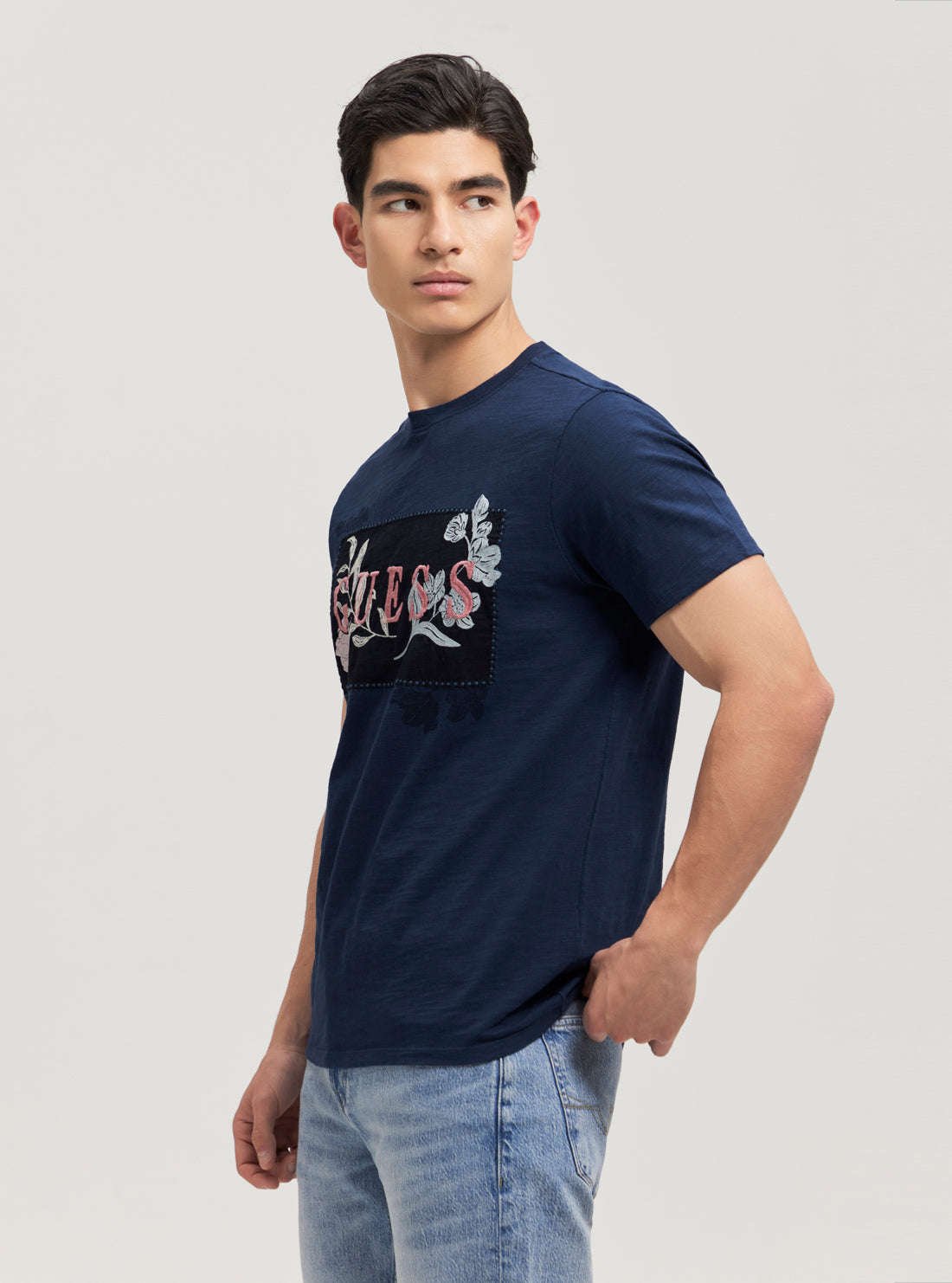 Navy David Embroidered Logo T-Shirt