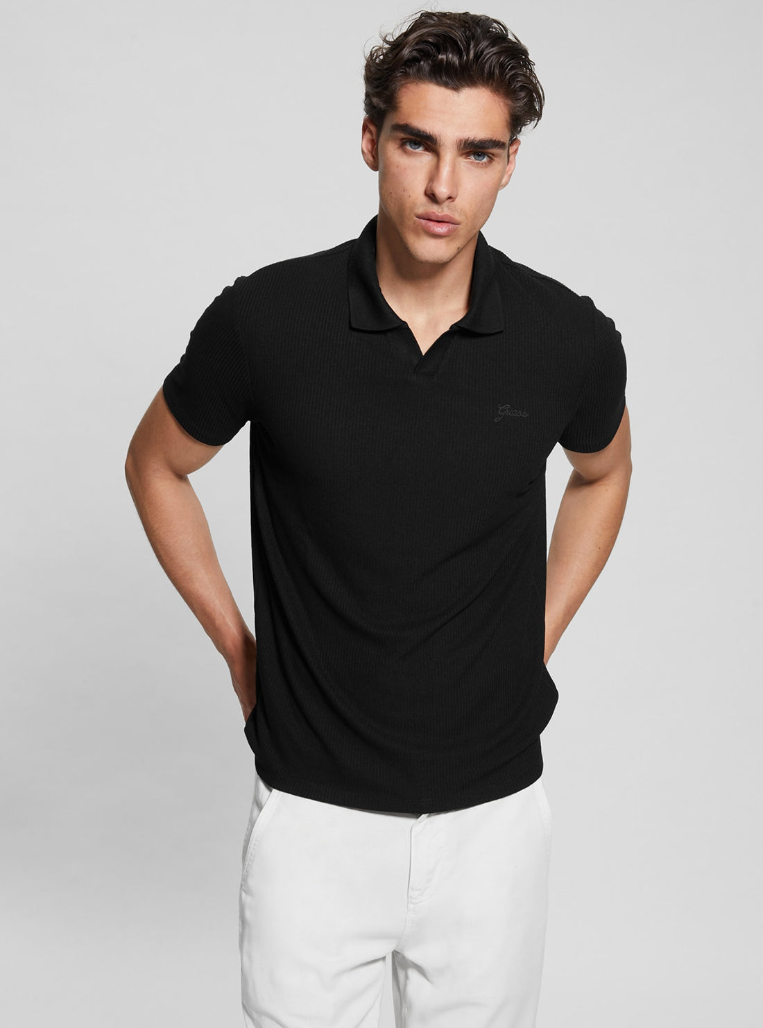 Black Ryker Rib Knit Polo T-Shirt