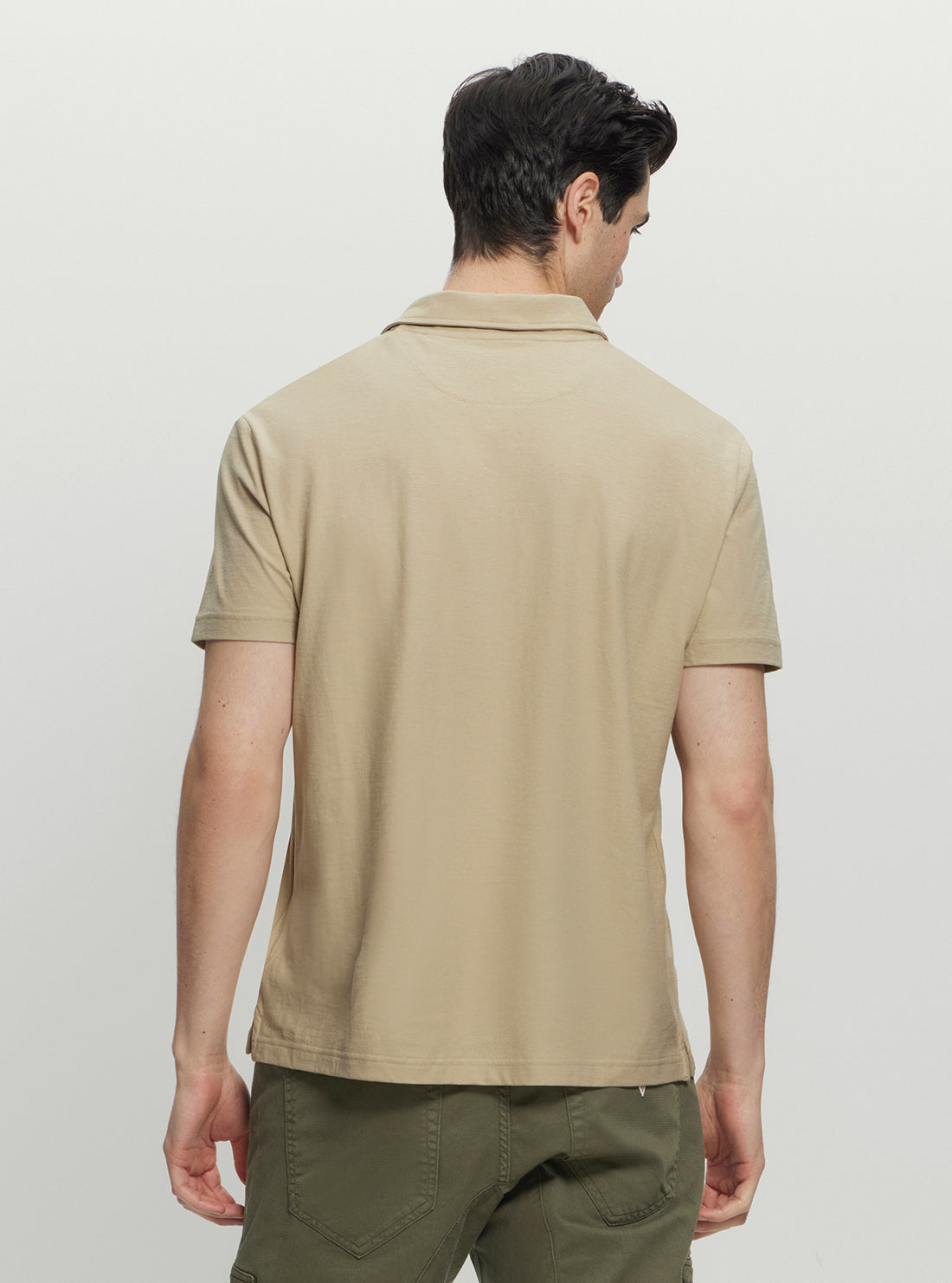 Beige Script Logo Polo T-Shirt