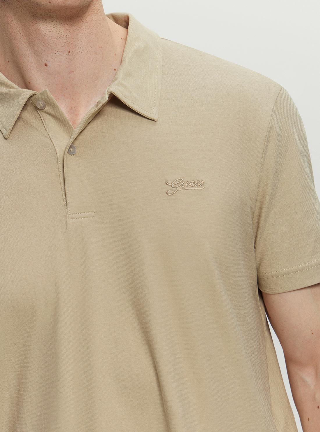 Beige Script Logo Polo T-Shirt