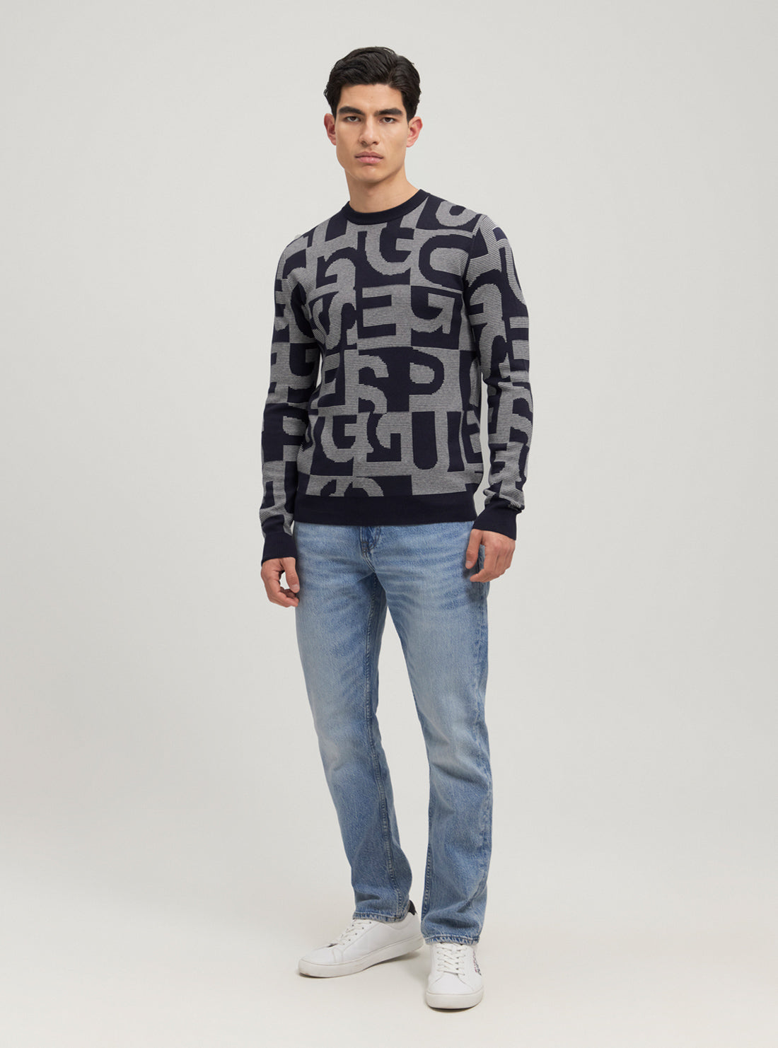 Eco Blue Denny Logo Knit Jumper