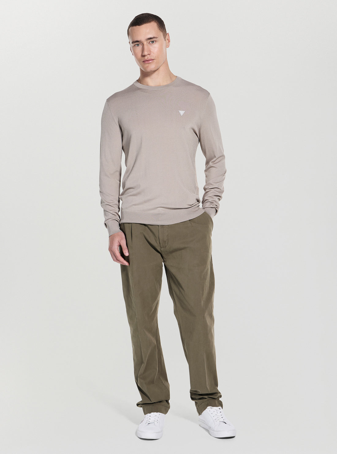 GUESS Mens Khaki Green Dane Sweater M4YR29Z3DM0 Full View_2