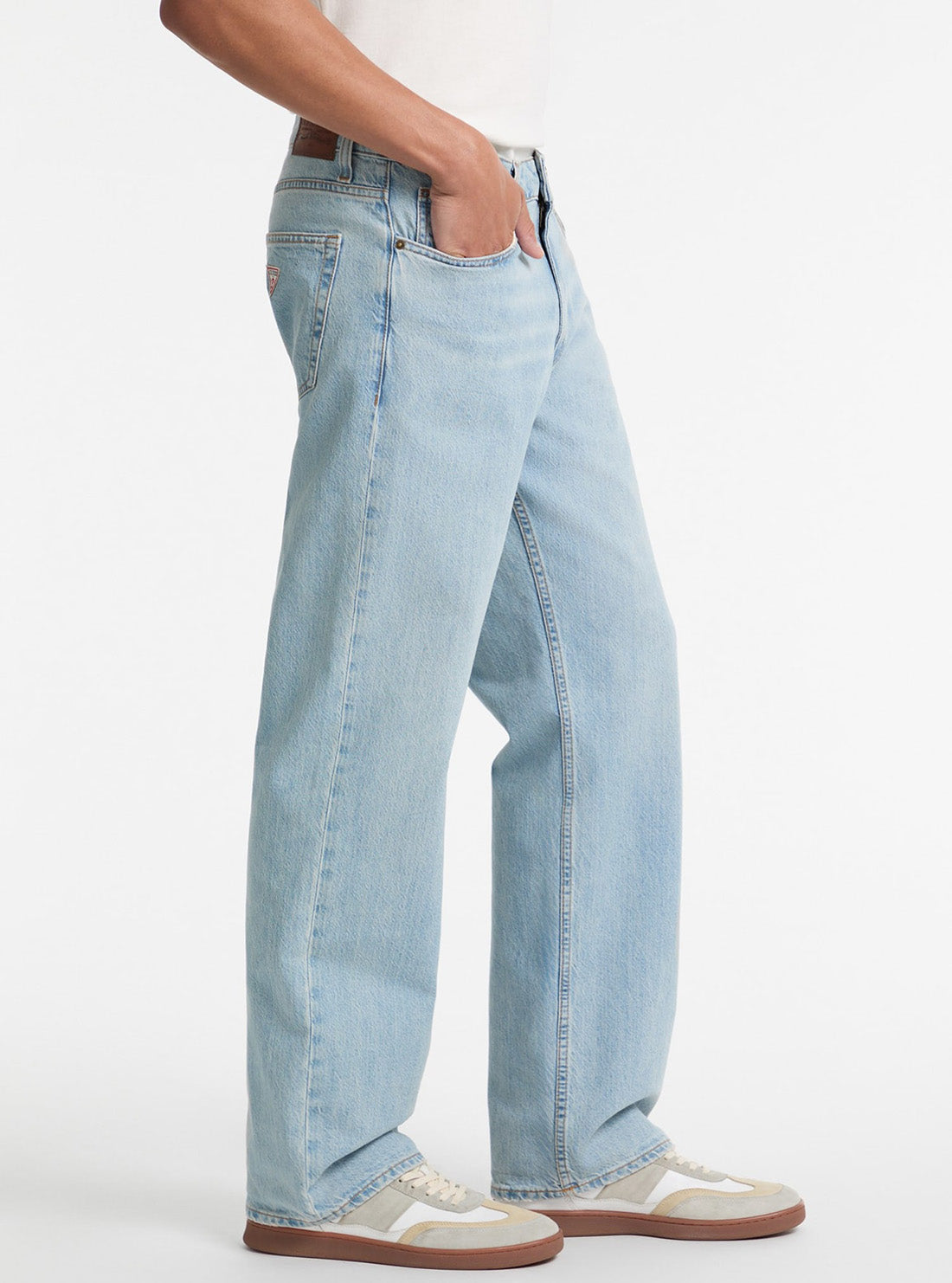 Guess Jeans G15 Relaxed Tapered Jeans in Light Wash M5GA90D5M51 Front Side View