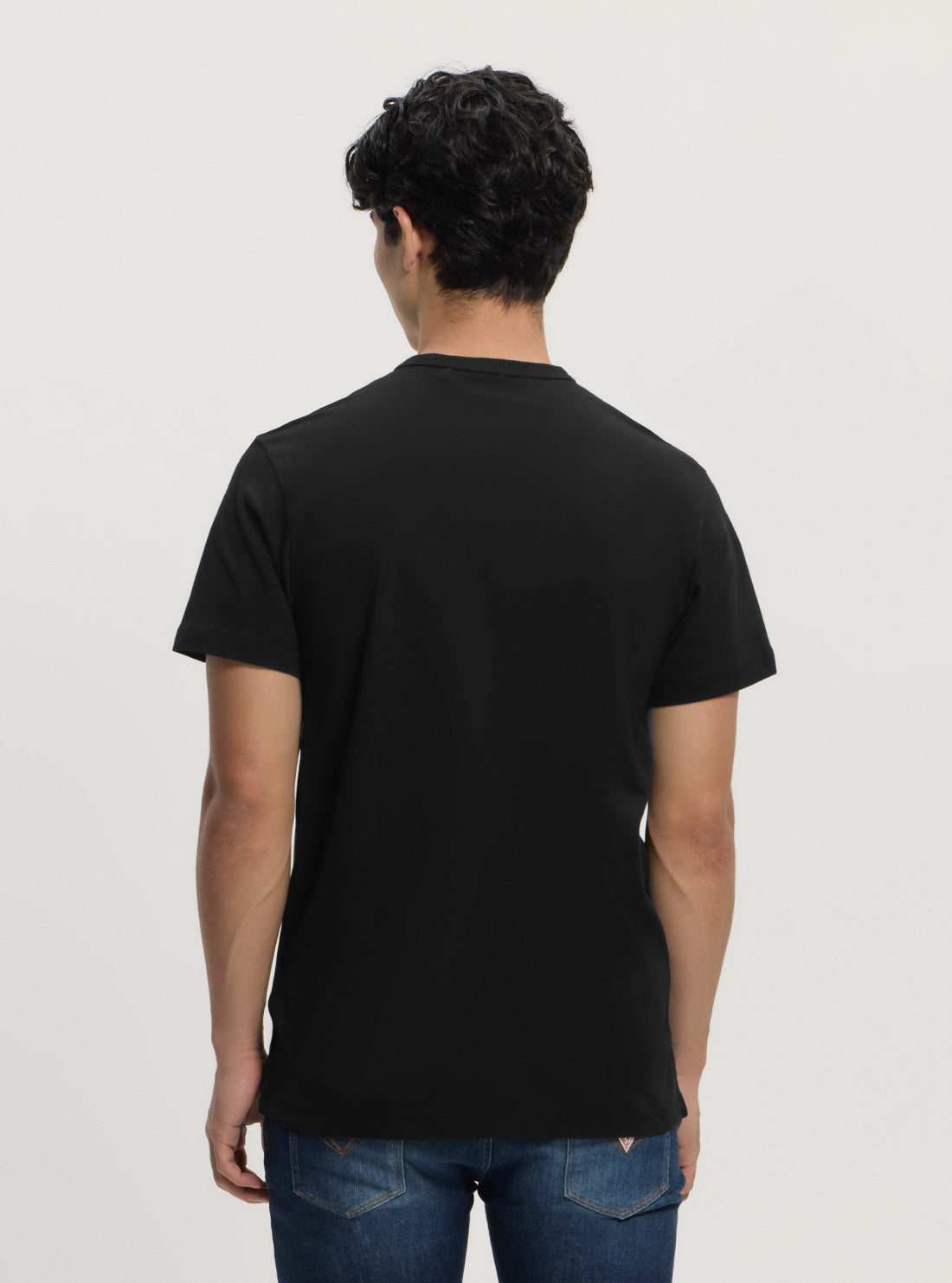 GUESS Mens Black Regular Fit Triangle Logo T-Shirt M5GI11K8FQ4 Back View