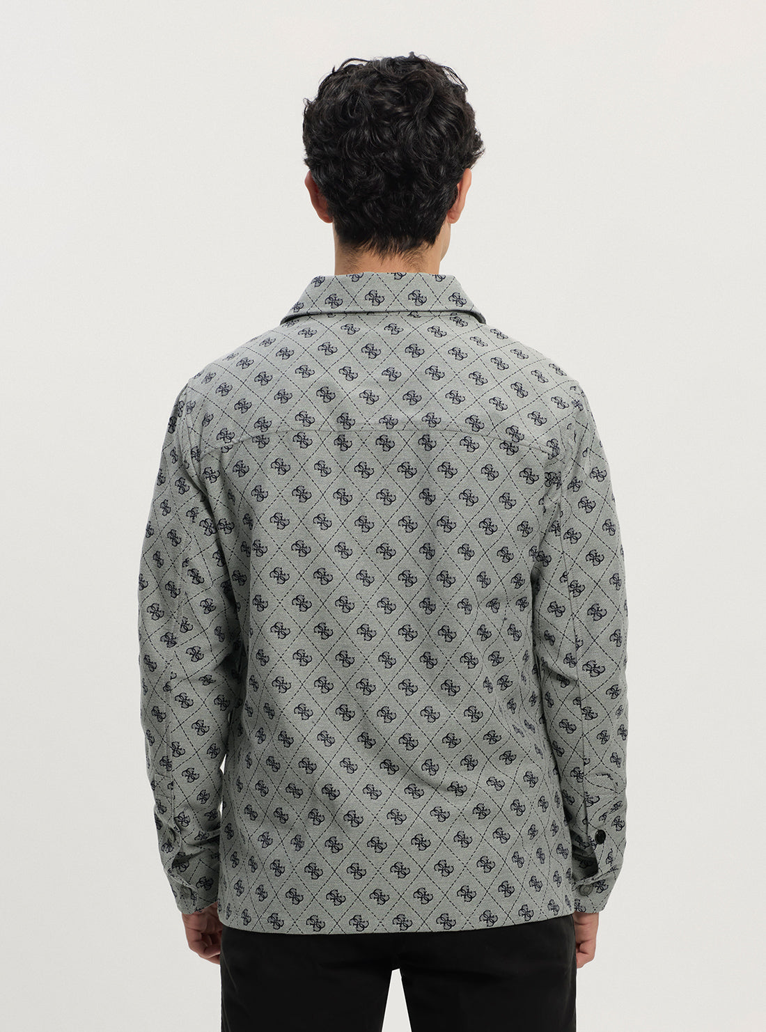 GUESS Mens Blue Logo Monogram Shirt Jacket M5GL30WGUE0 Back View