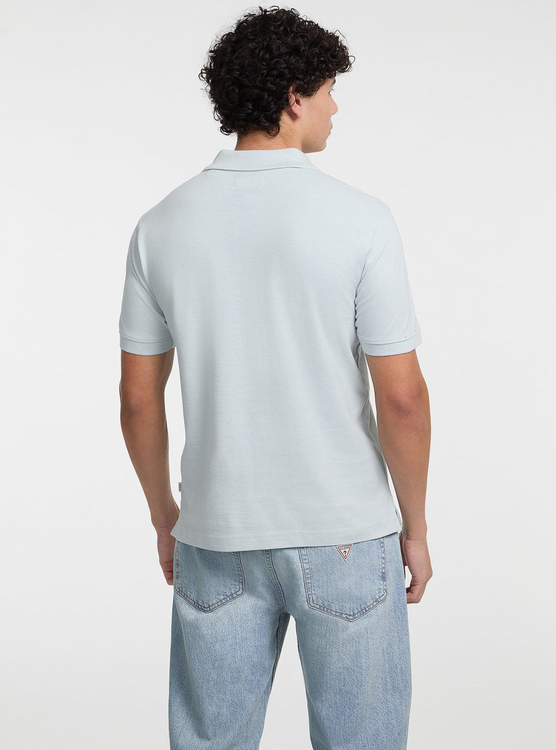 Guess Jeans Blue Striped Embroidered Polo Shirt M5GP29KCJV1 Back View