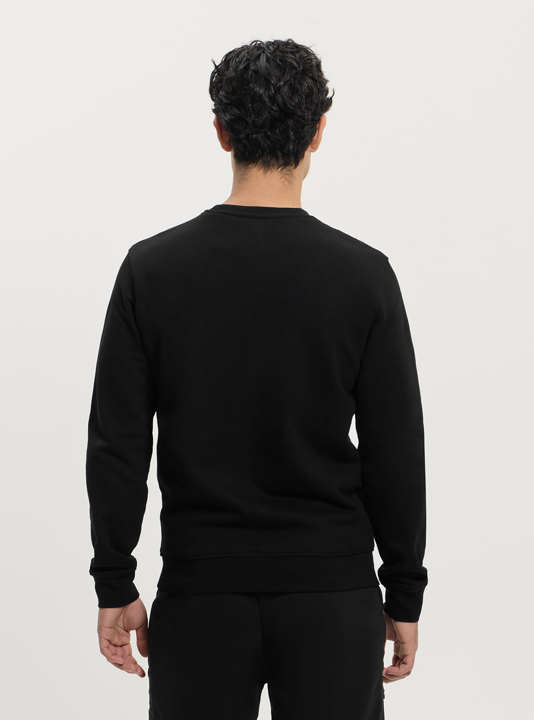 GUESS Mens Black Embroidered Logo Jumper M5GQ08KCN01 Back View