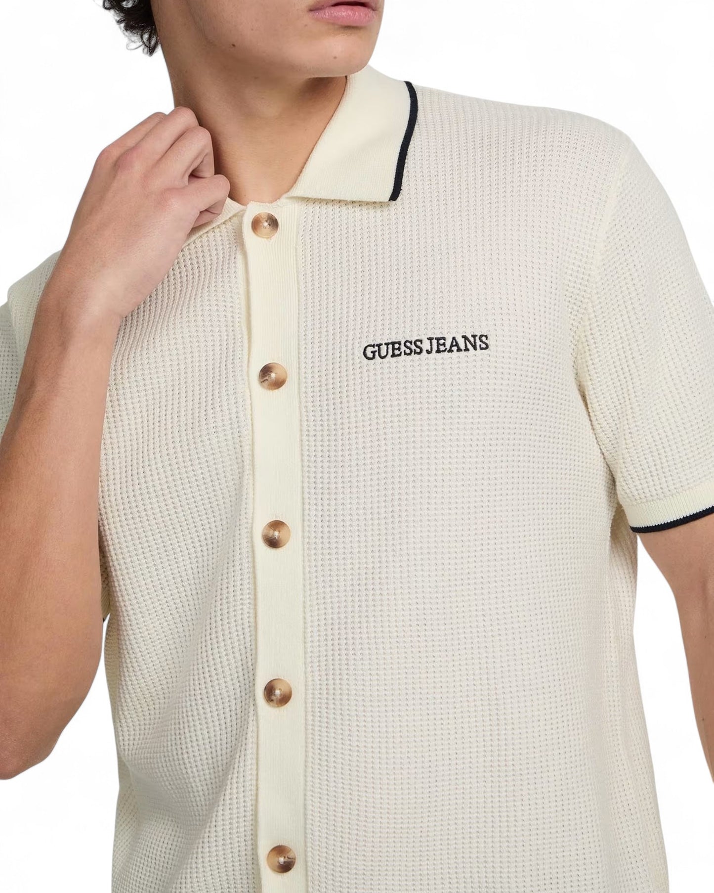 Guess Jeans Short Sleeve Polo Cardi Sweater