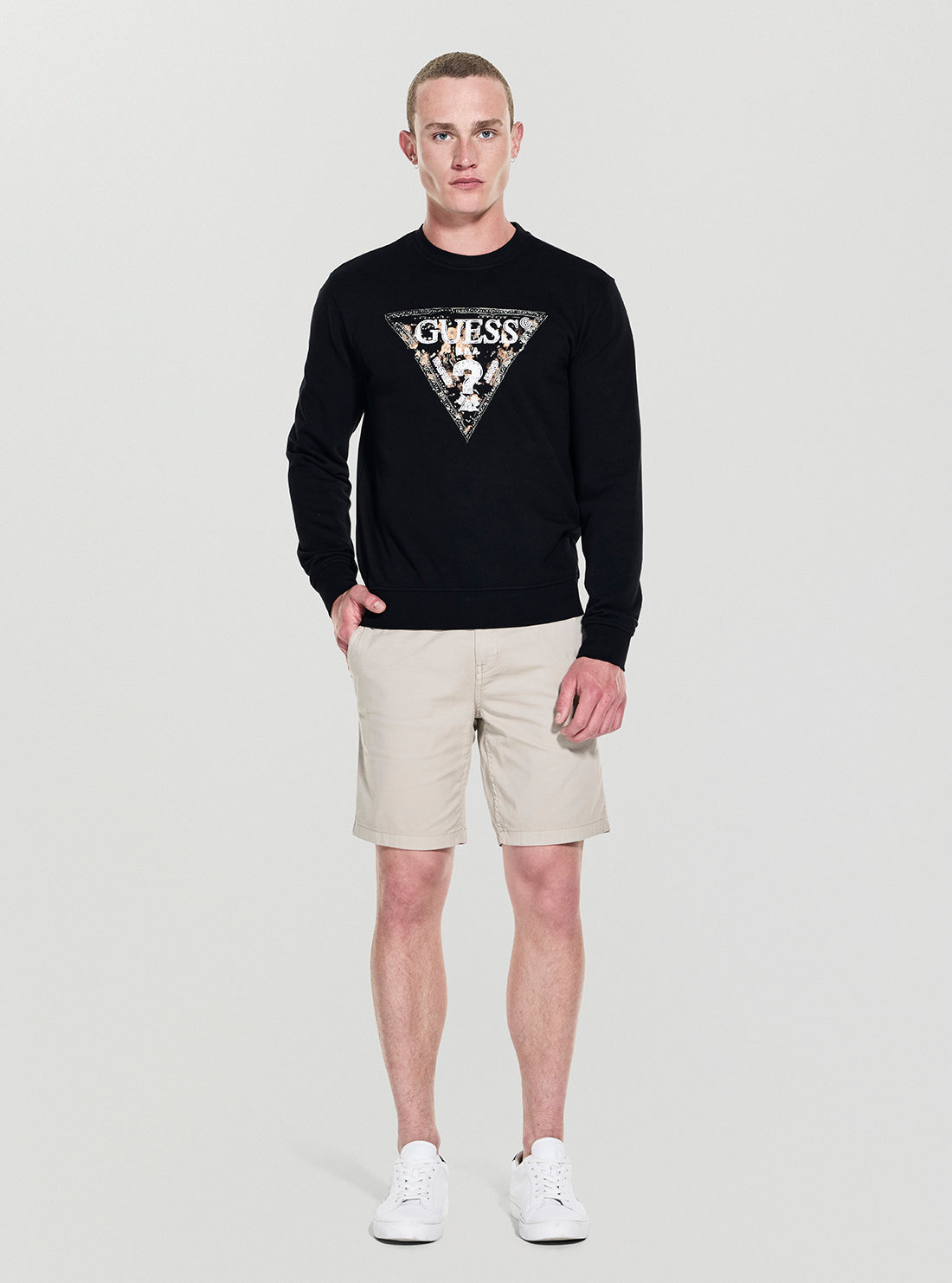 GUESS Mens Black Triangle Logo Sweatshirt M5YQ05K68I4 Full view
