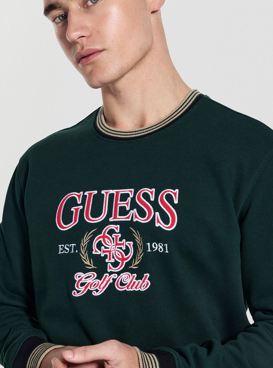 GUESS Mens Green Logo 4G Sweatshirt M5YQ12KCXW1 Detail view