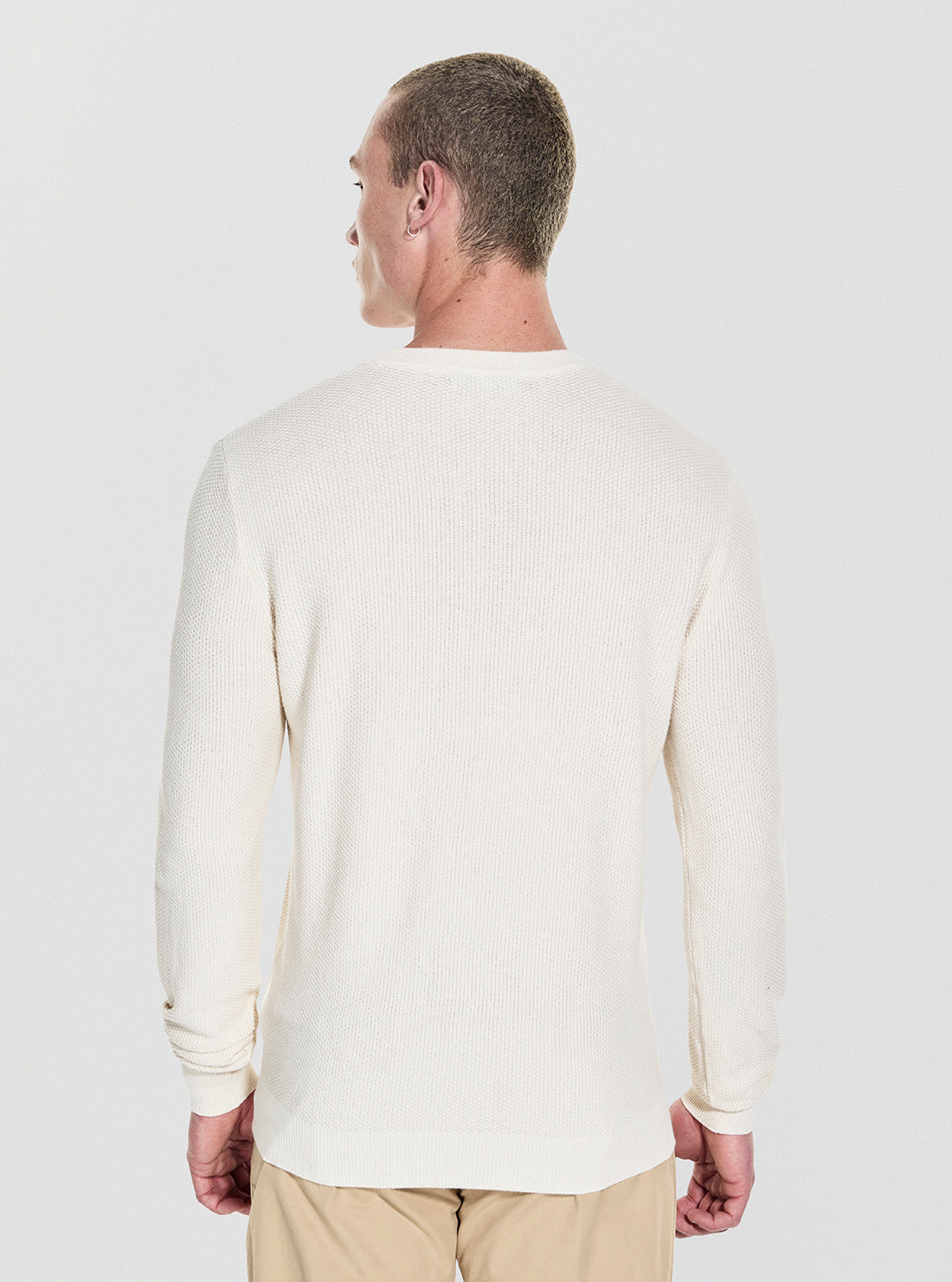 GUESS Mens White Harrison Stitch Logo Sweater M5YR02Z3FB1 Back View