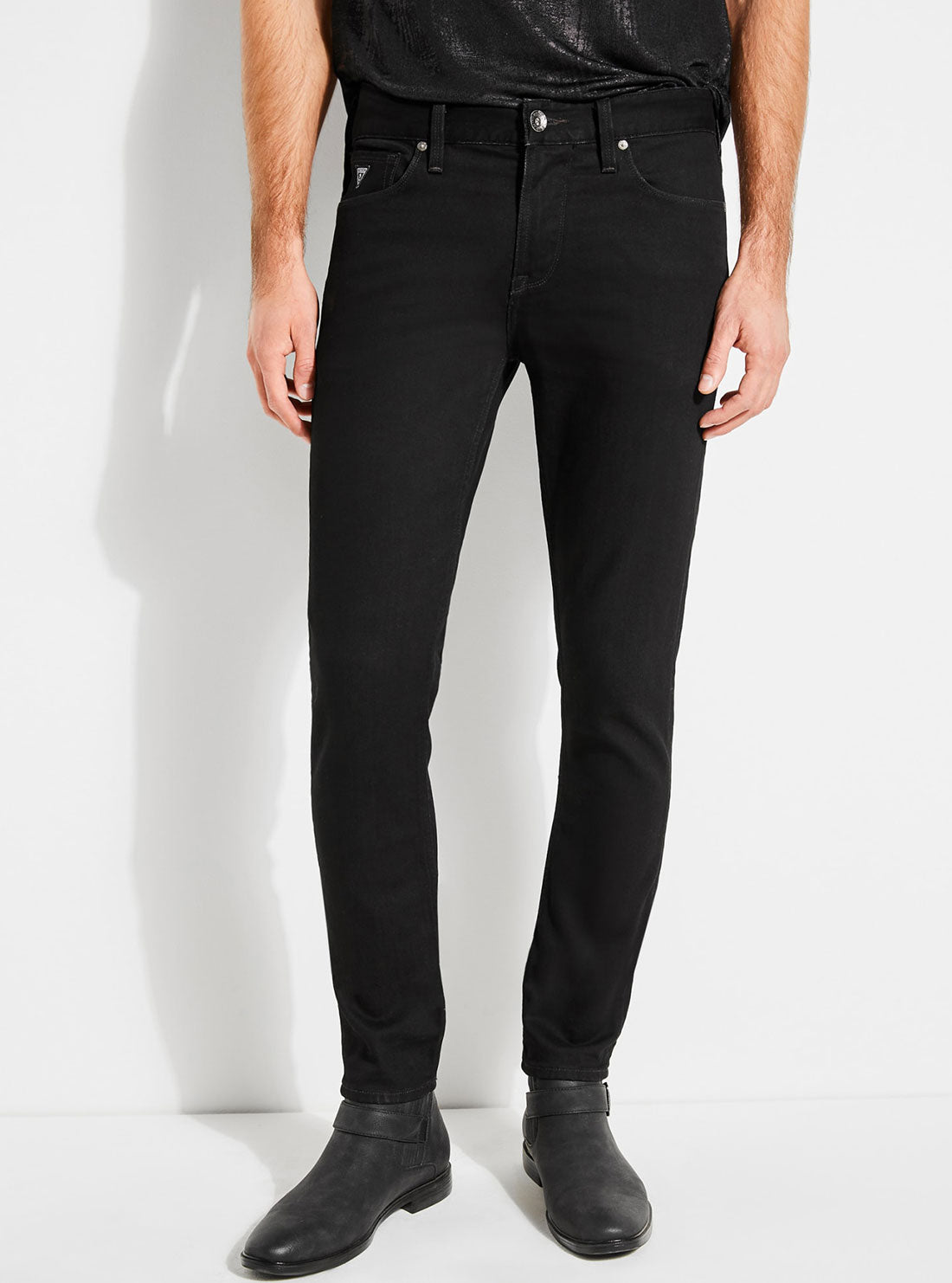 GUESS Black Straight Denim Pants front view