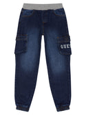 Blue GUESS Denim Pull On Pants (2-7) front view
