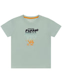 Light Green Peace and Love Logo T-Shirt (2-7) | GUESS Kids | front view