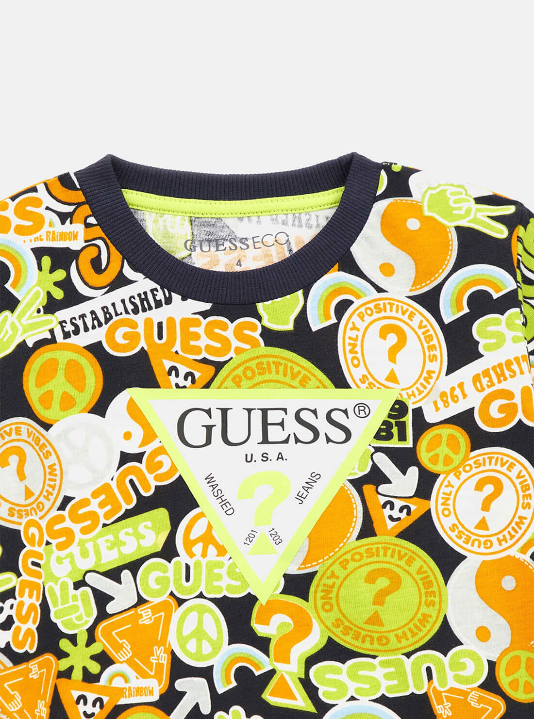 GUESS Yellow Multi Short Sleeve T-shirt (2-7) detail view