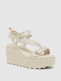 White Ocilia Logo Wedge Sandal