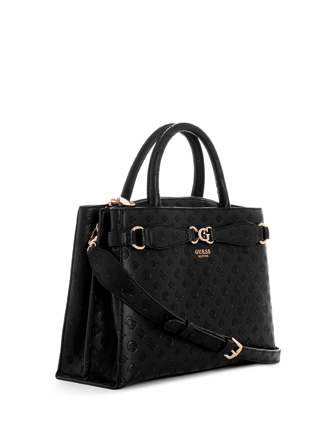 GUESS Black Logo Arlena Girlfriend Satchel Bag side view