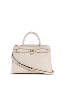GUESS Taupe Logo Arlena Girlfriend Satchel Bag front view