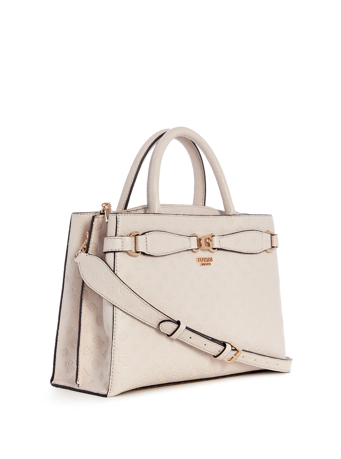 GUESS Taupe Logo Arlena Girlfriend Satchel Bag side view