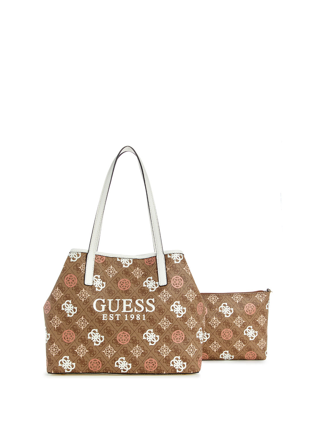 GUESS Beige Tan Logo Vikky 2 in 1 Tote Bag pouch view