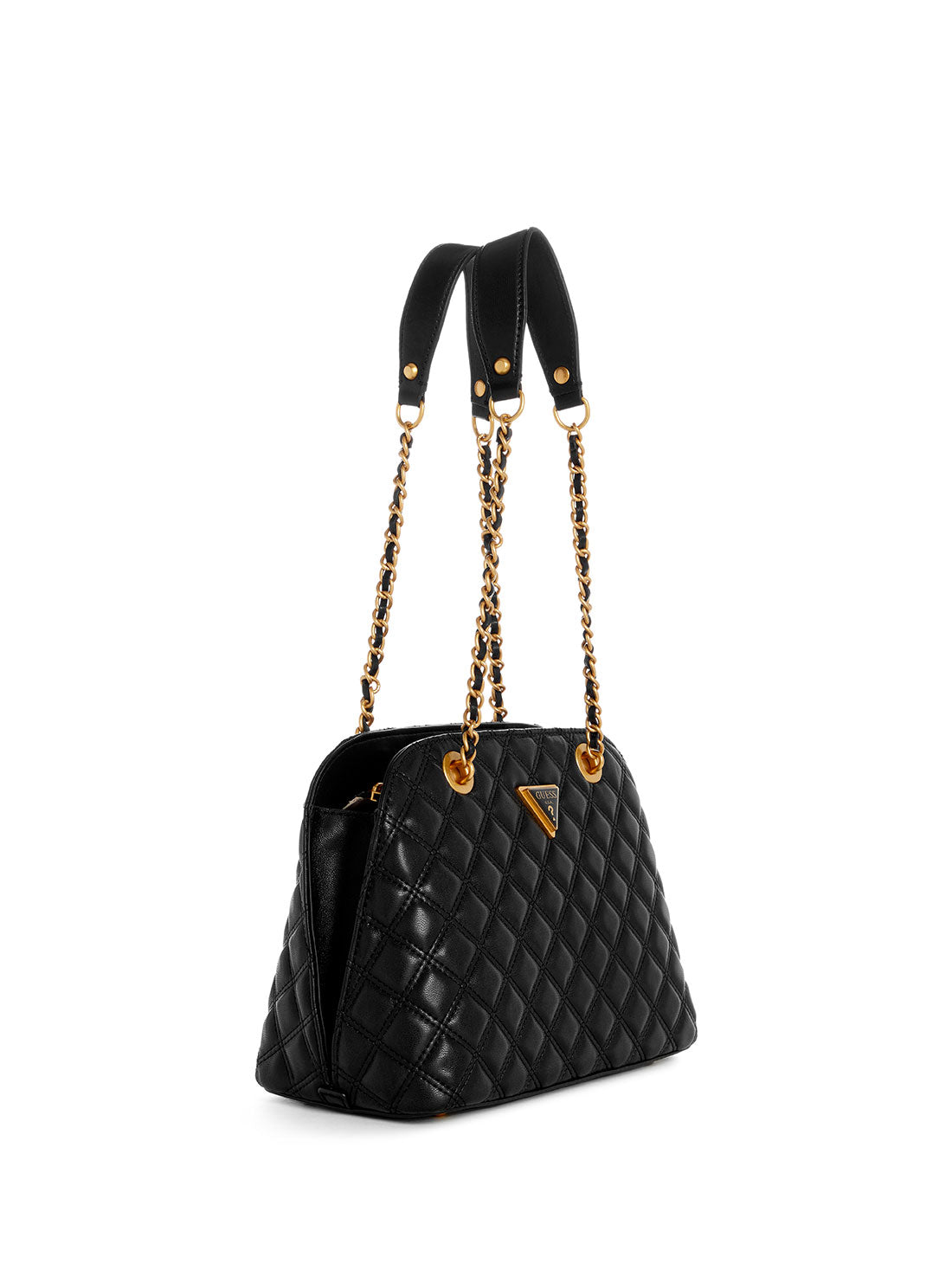 GUESS Black Giully Dome Satchel Bag side view