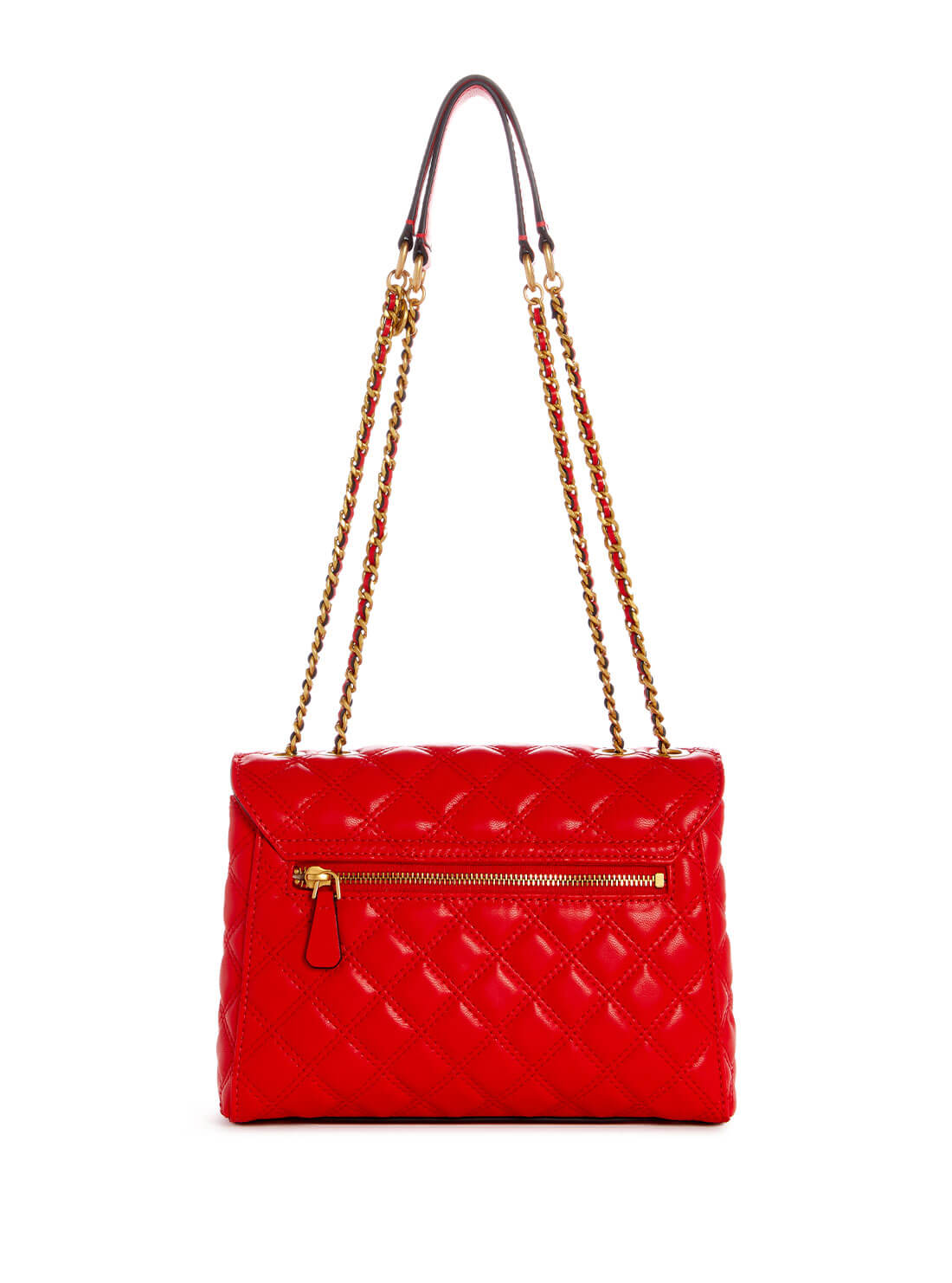guess womens Red Quilted Giully Crossbody Bag back view