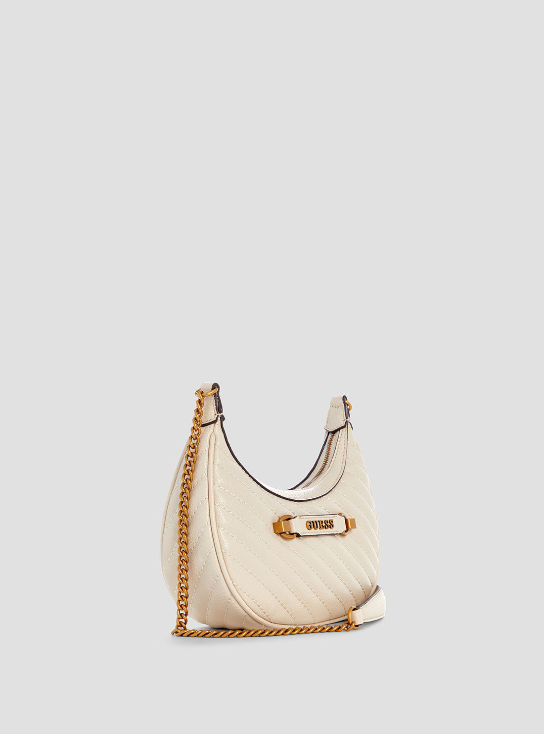 GUESS White Sela Mini Crossbody Hobo Bag side view