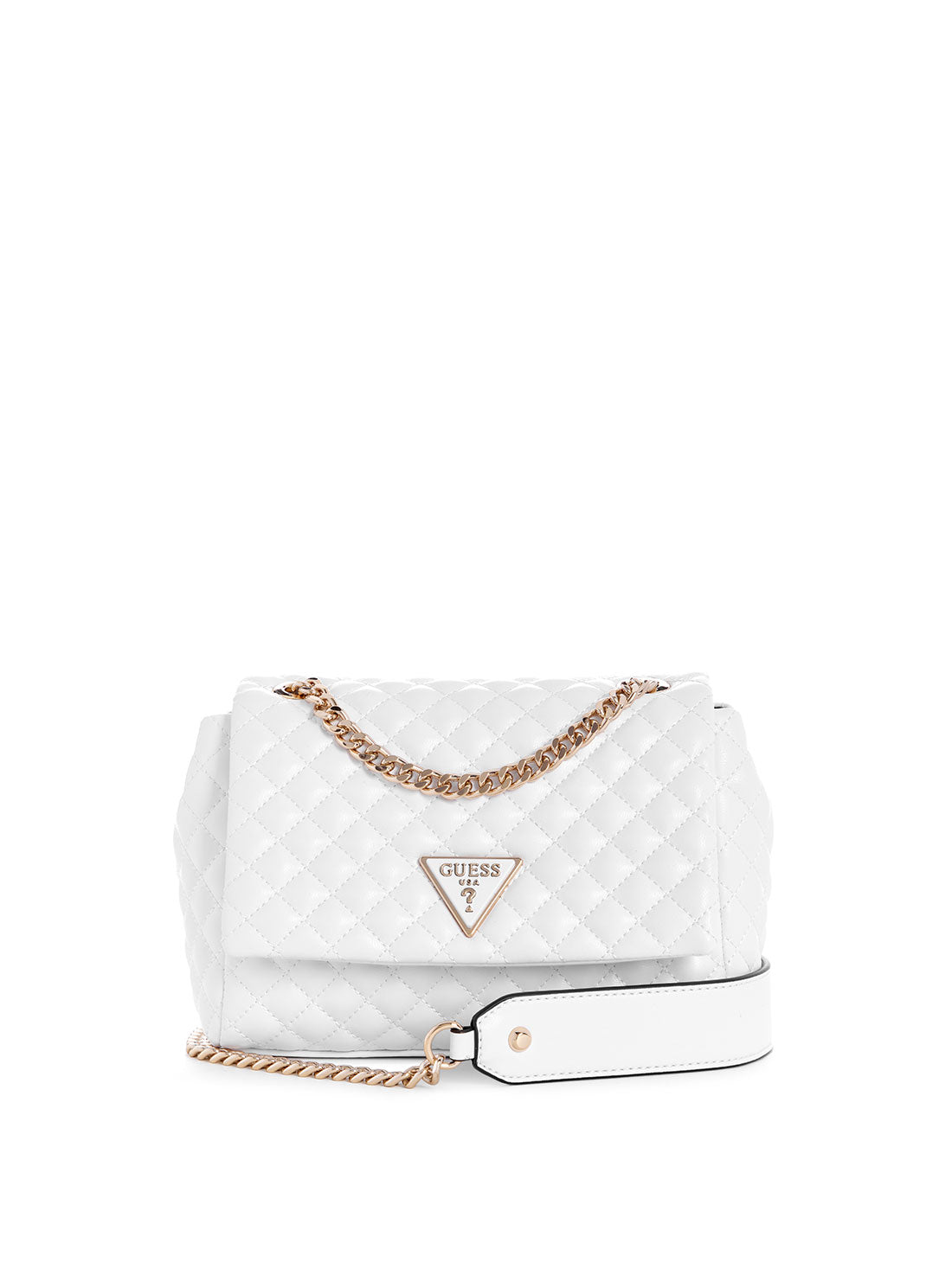 GUESS White Rianee Crossbody Flap Bag front view