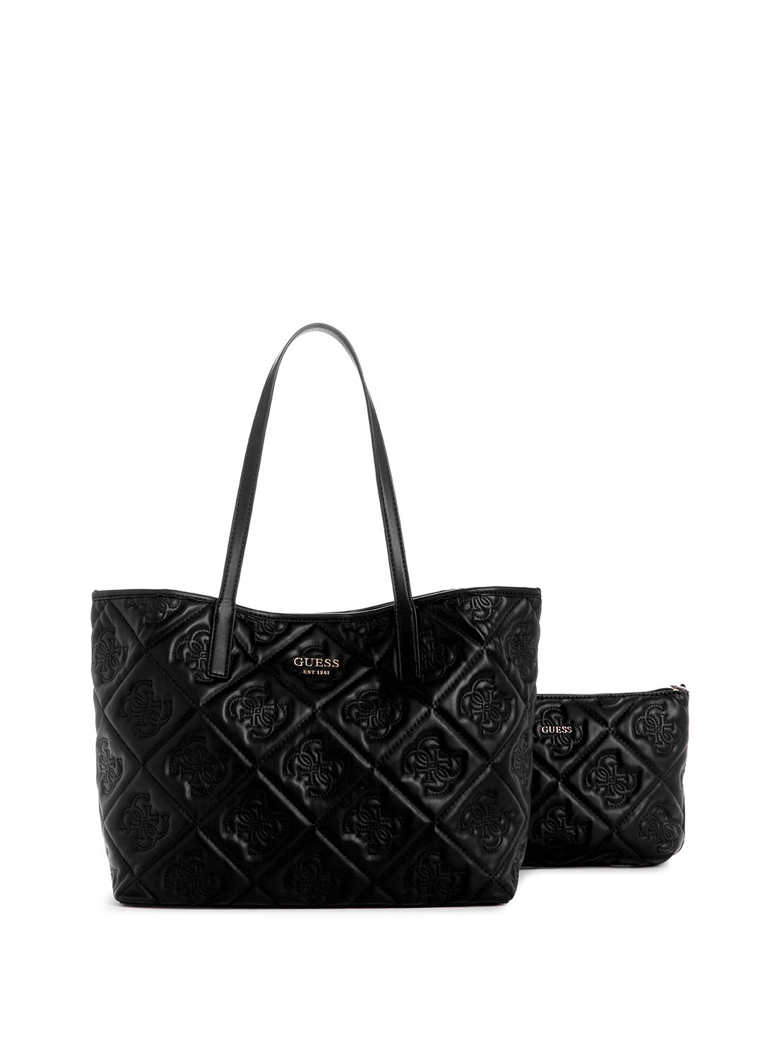 GUESS Black Logo Vikky 2 in 1 Tote Bag front view