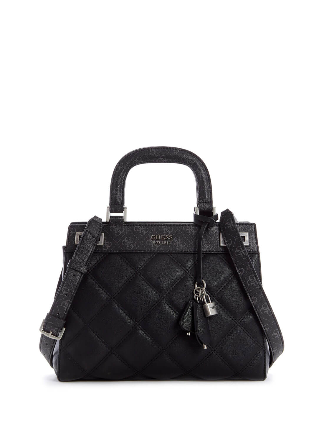Black Katey Luxury Satchel Bag | GUESS Women's Handbags | front view