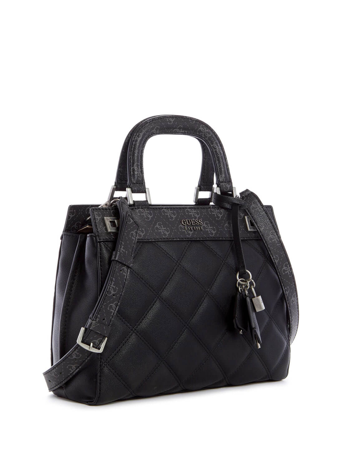 Black Katey Luxury Satchel Bag | GUESS Women's Handbags | side view
