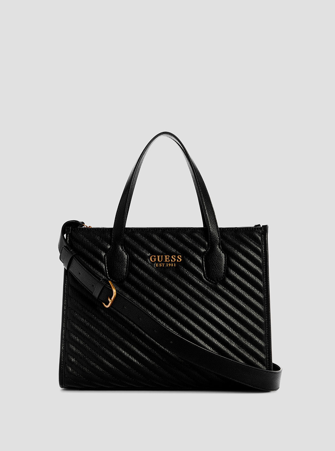 GUESS Black Silvana Tote Bag front view