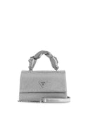 GUESS Silver Lua Top Handle Flap Bag front view