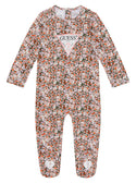 Pink Floral Long Sleeve Onesie (0-12M) | GUESS Kids | front view