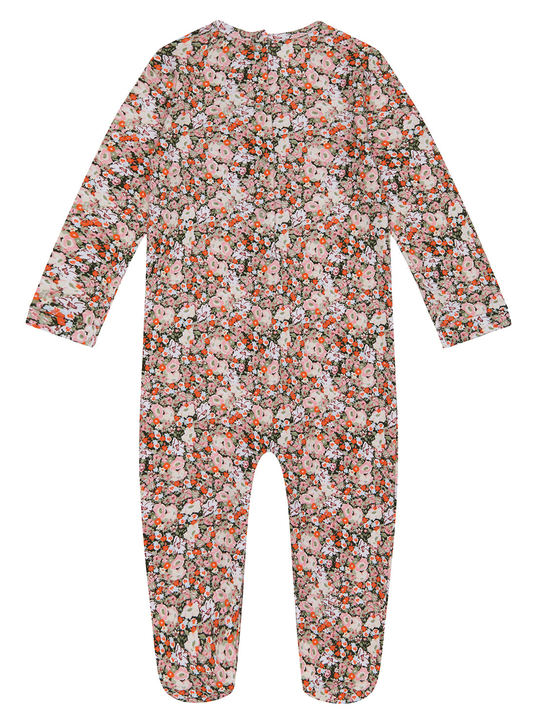 Pink Floral Long Sleeve Onesie (0-12M) | GUESS Kids | back view
