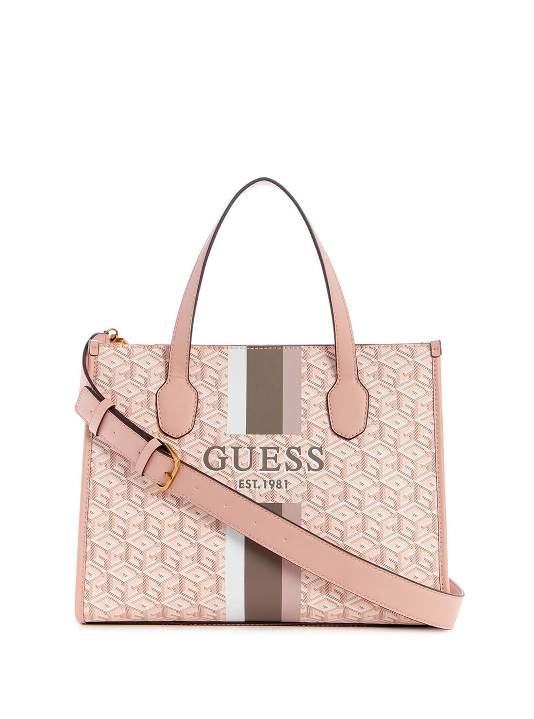 Pale Pink Silvana Small Tote Bag | GUESS Women's Handbags | front view