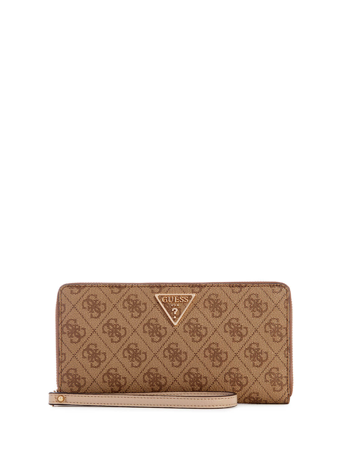 Latte Brown Logo Laurel Large Wallet | GUESS Women's handbags | front view