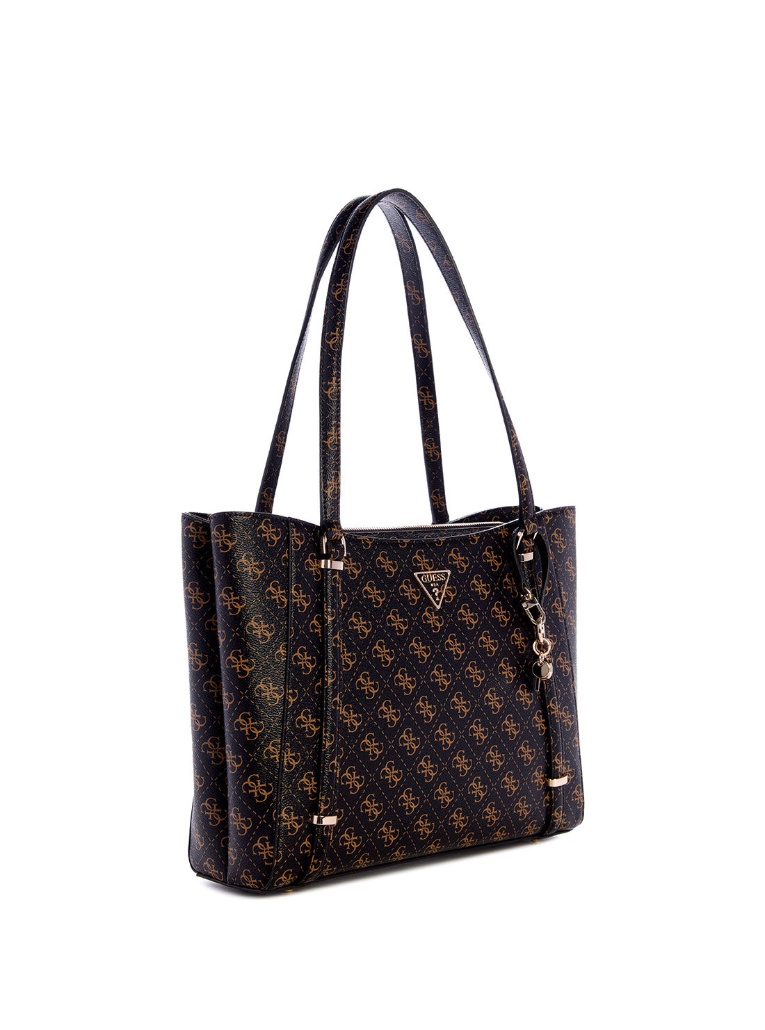 GUESS Brown Logo Daryna Elite Tote Bag front view side view