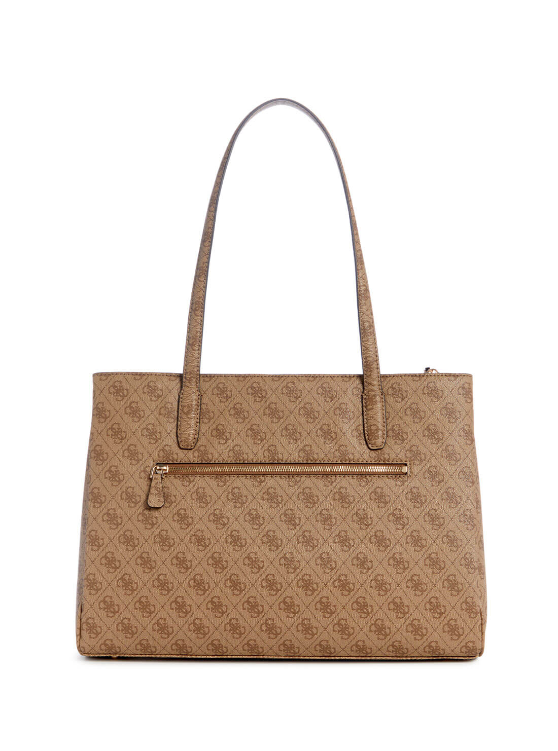 GUESS Beige Brown Logo Power Play Tote Bag back view