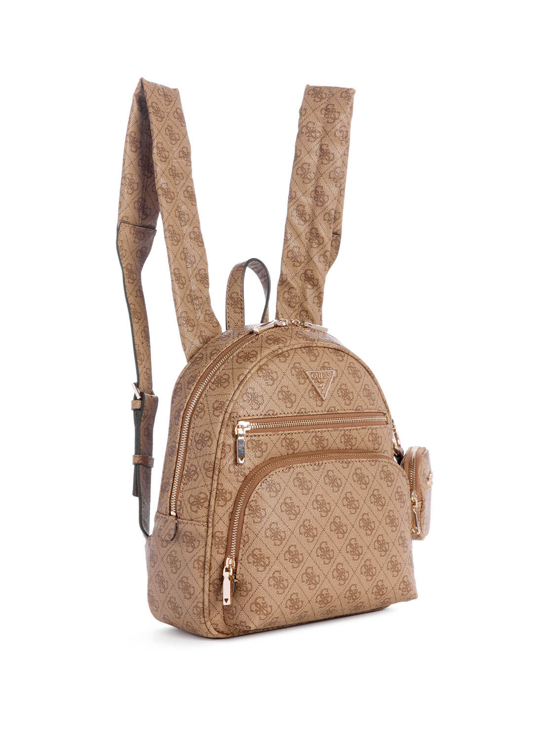GUESS Beige Brown Logo Power Play Backpack side view