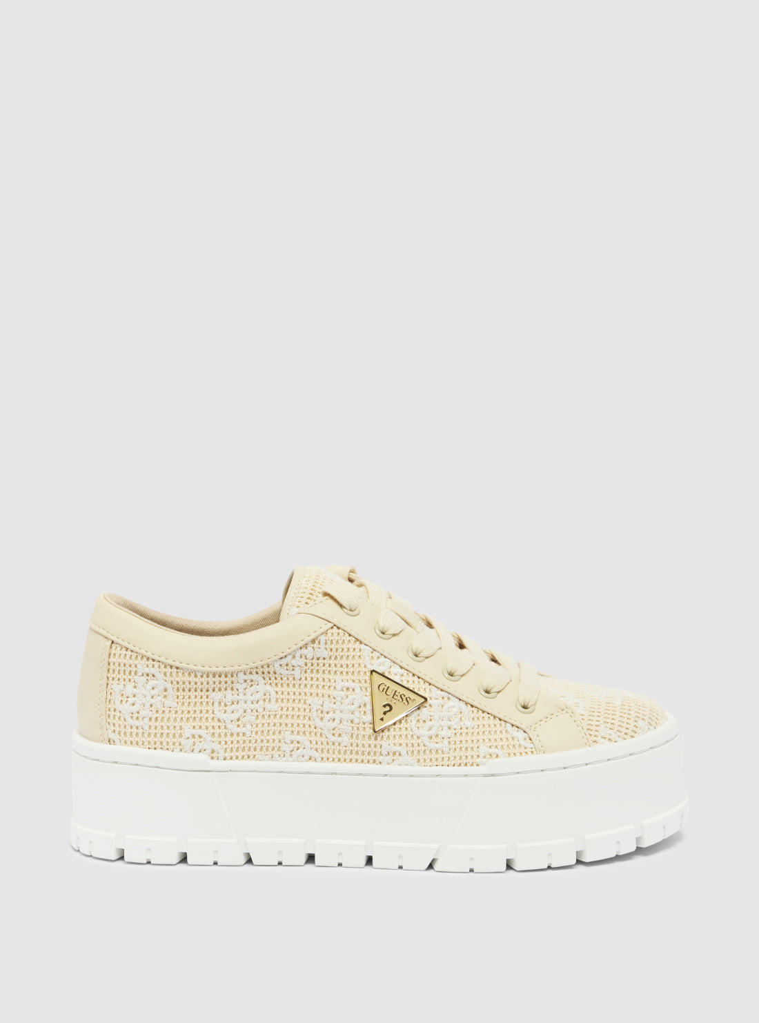 Beige Logo Chunky Lo-Top Sneakers