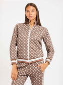 Brown Logo Active Long Sleeve Jumper | GUESS Women's | front view